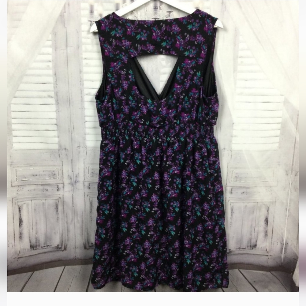 Torrid black purple and blue open back dress. Sz 3